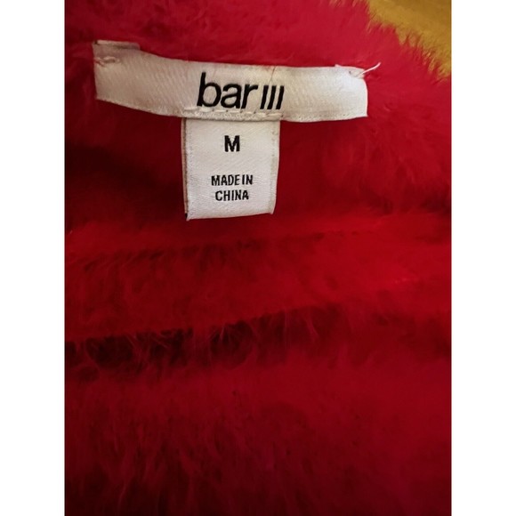 Bar III $60 Women's Fuzzy Sweater Stretchy Red  Medium New Holiday Macy’s Cozy - Picture 5 of 8